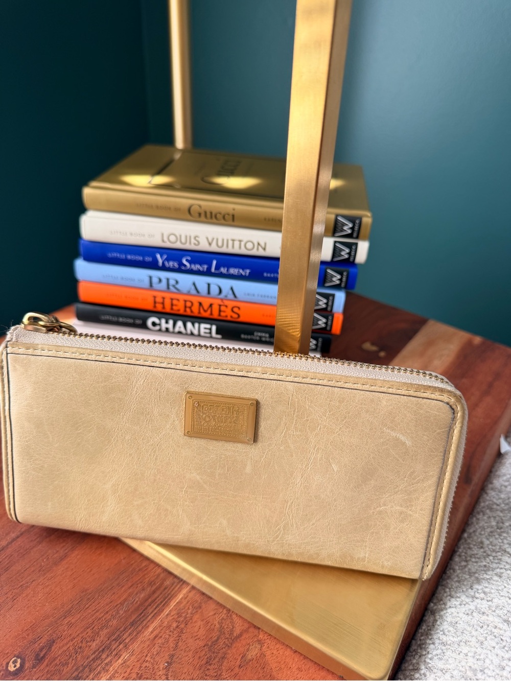 Coach Poppy Beige Leather Zip Wallet
